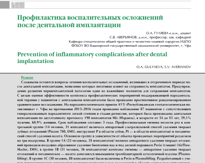 Профилактика воспалительных осложнений после дентальной имплантации